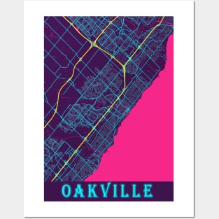 Oakville Neon City Map, Oakville Minimalist City Map Art Print Posters and Art